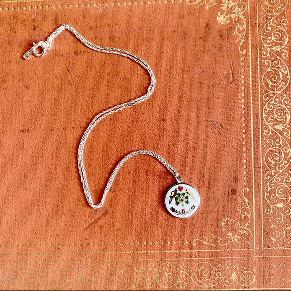 Vintage Irish Shamrock Folk Art Pendant Necklace - Picture 6 of 10